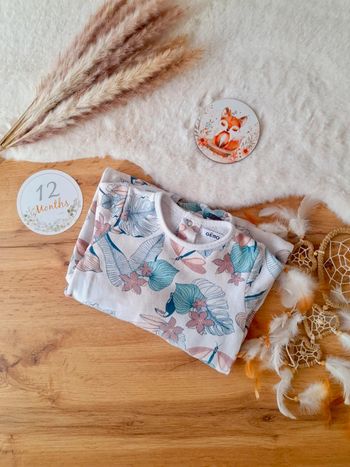 Pyjama grenouillère coton fleuri doublé 12 mois Gémo