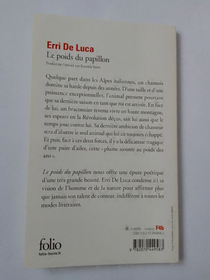 Erri De Luca - Le poids du papillon - photo numéro 2
