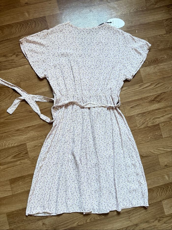 Robe Évasée Fleurie Neuve en Coton Lila - photo numéro 4