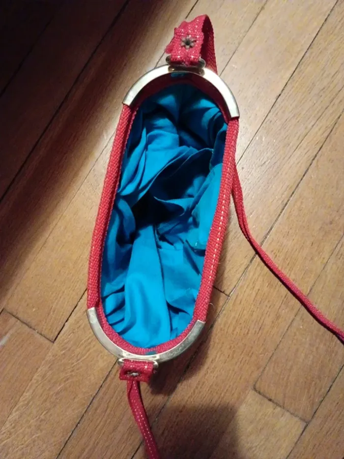 Sac seau tressé vintage rouge en osier - photo numéro 11