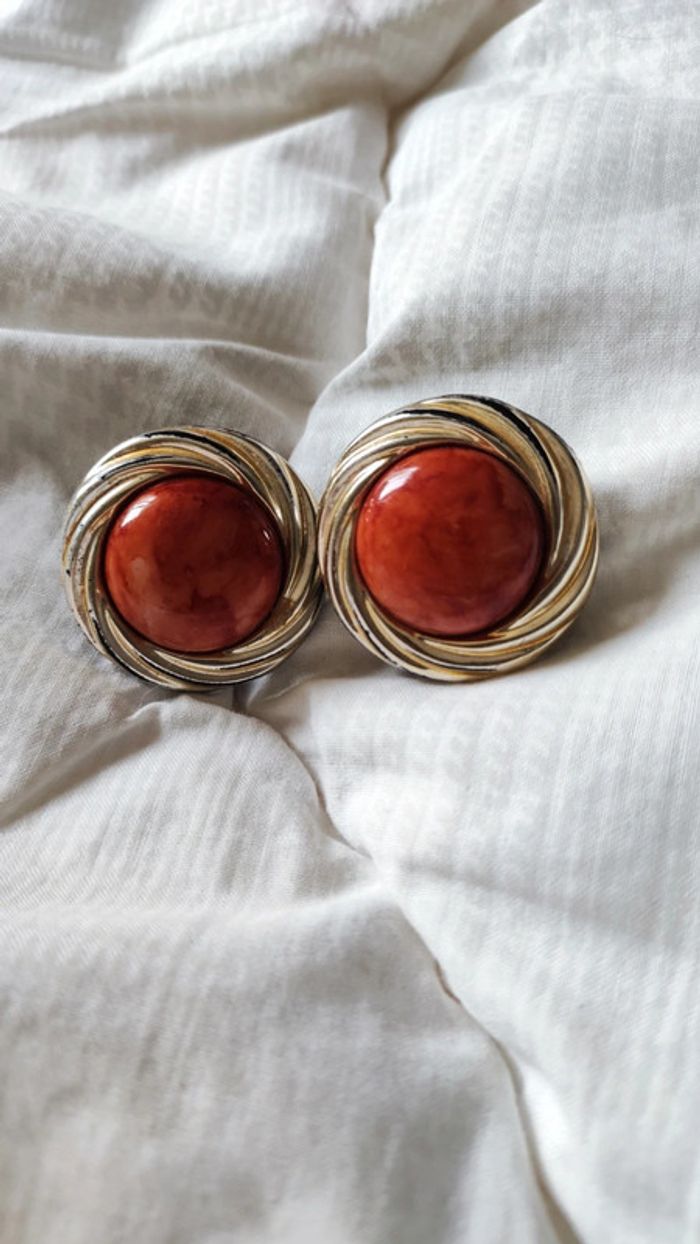 Clips d'oreilles vintage rond - photo numéro 2