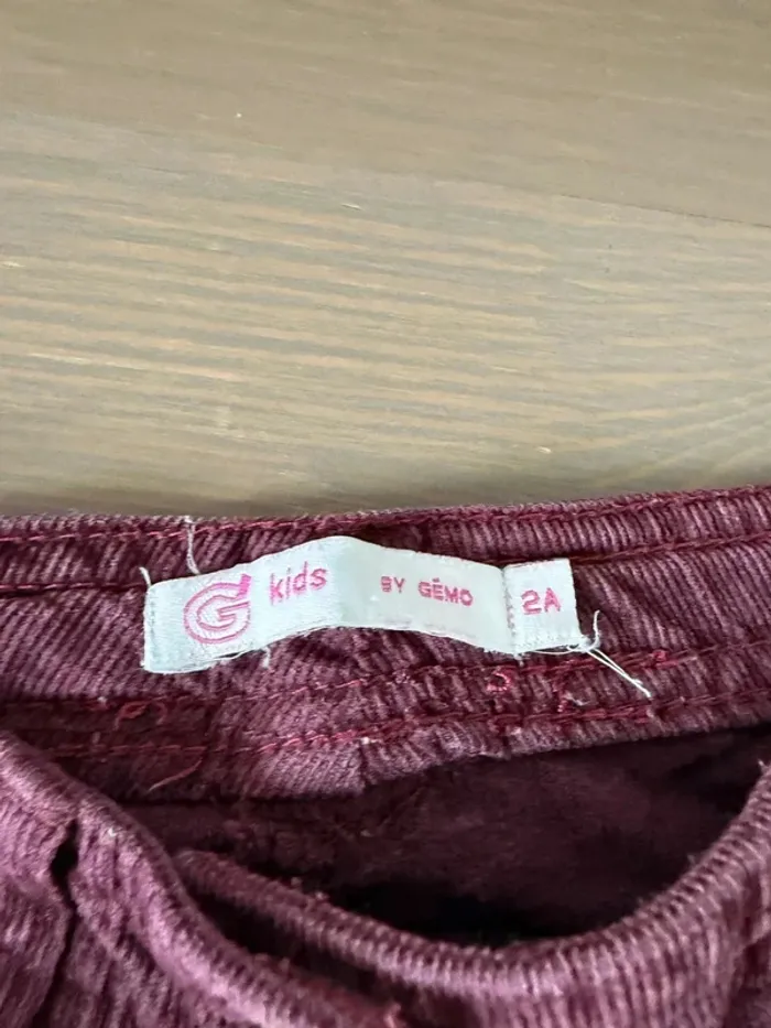 Pantalon Fille Gemo en Velours Côtelé Violet - Très Bon État - Taille 2 Ans - photo numéro 2