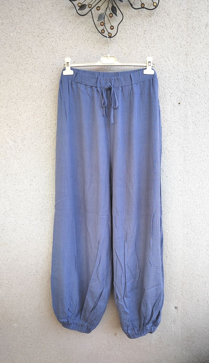 Pantalon taille haute fluide bleu 1XL – Shein curve – Bon état taille 46 - photo numéro 2