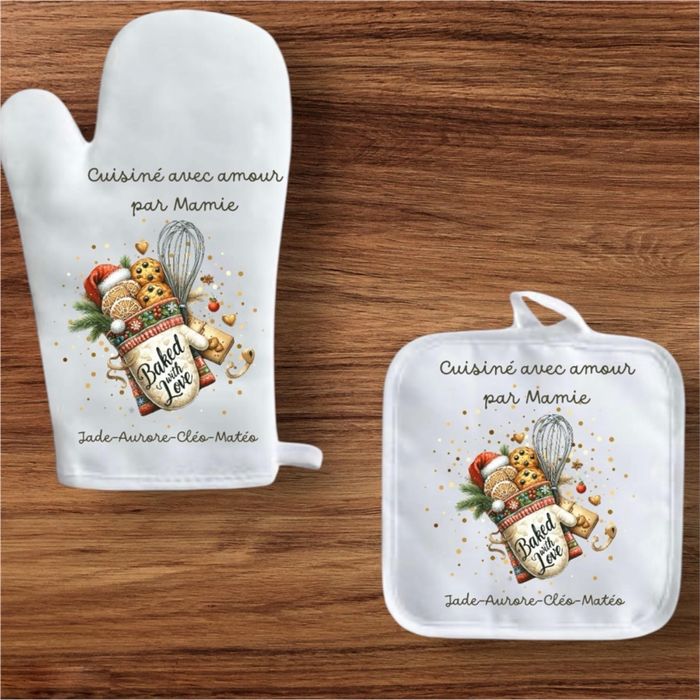 Set gant et manique de cuisine personnalisés - photo numéro 5