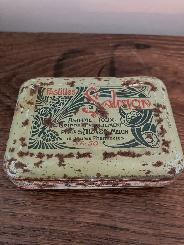 Vintage-Boite métallique-Pastilles Salmon