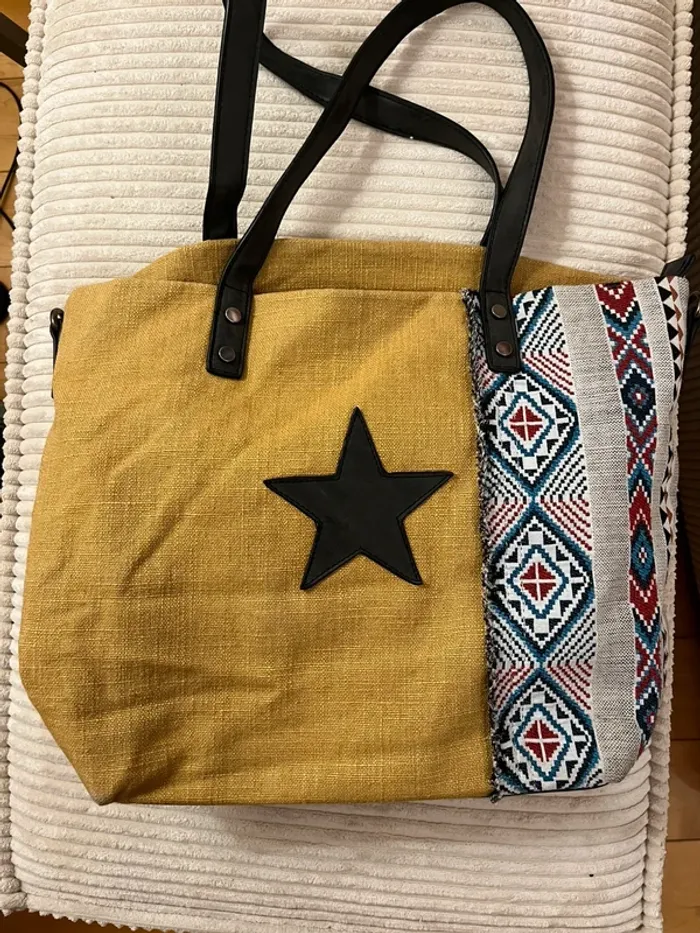 Sac à main en toile / bandoulière - photo numéro 4