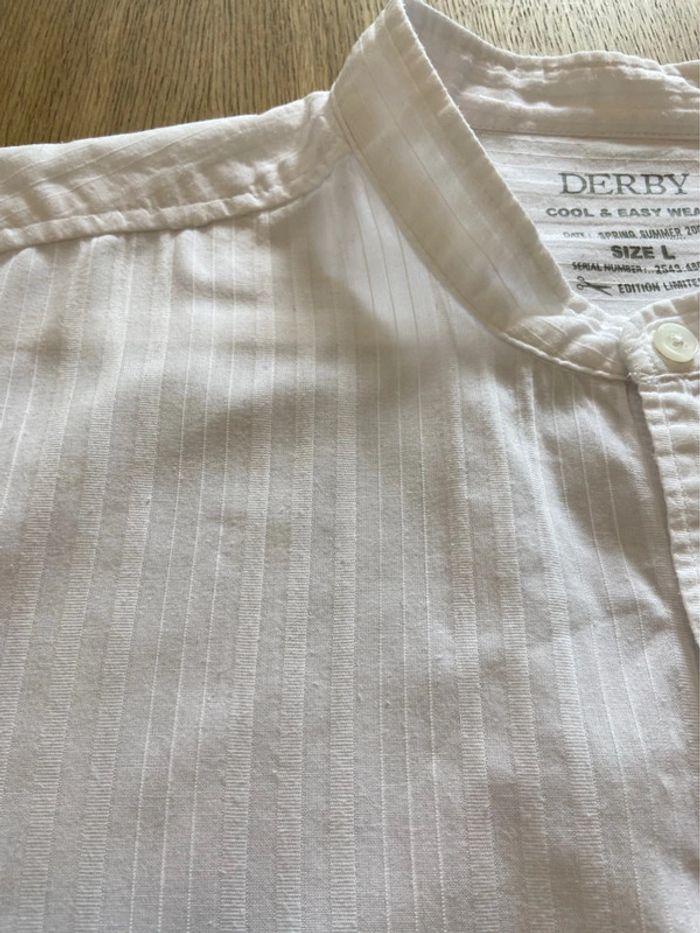 Chemise blanche col Mao coton Derby taille L - photo numéro 11