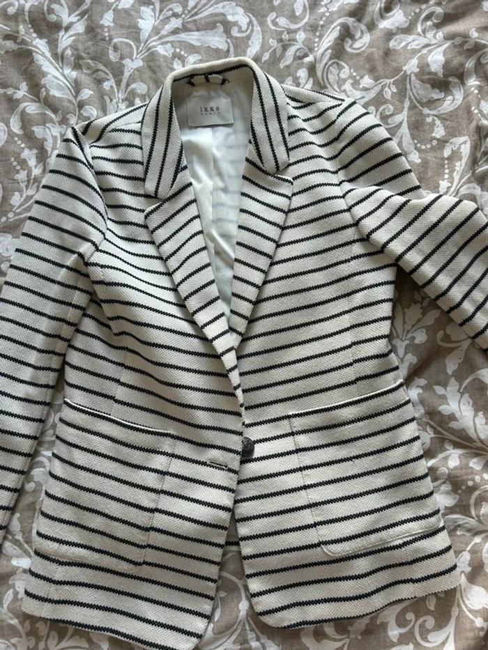 Veste IKKS rayée blanche et noire - Taille 36 - photo numéro 2