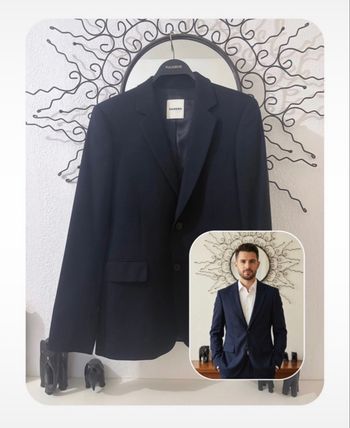 Blazer Sandro Homme Slim-Fit - Drap de Laine Vierge Anthracite - Taille 48 (M)