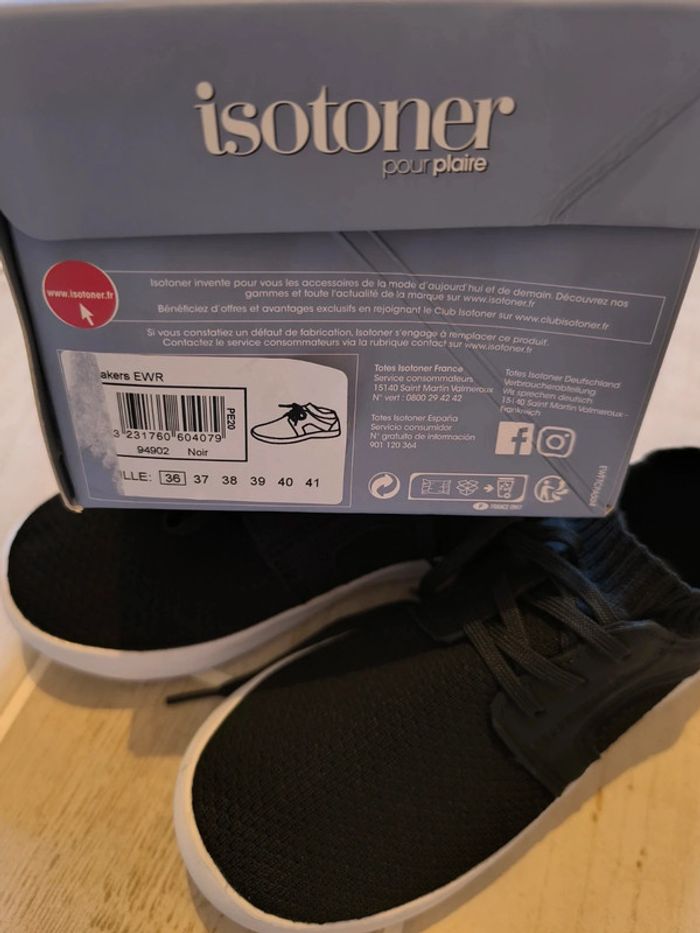 Baskets Isotoner noires Everywear - Taille 36 neuves - photo numéro 6