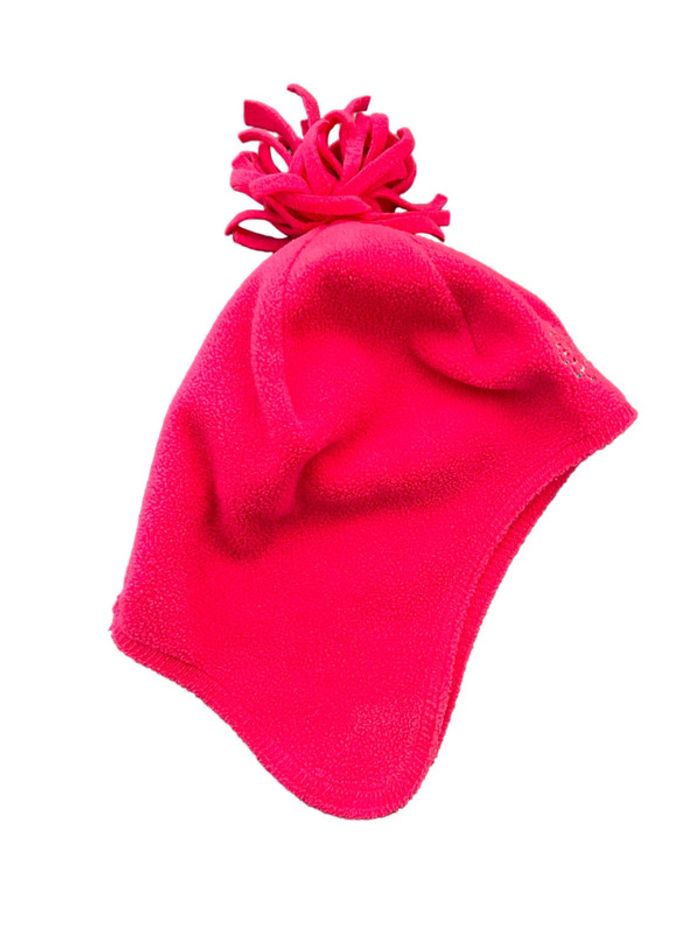 Bonnet rose en polaire avec pompon et cache-oreilles - Orchestra taille 1 (T1) - photo numéro 3