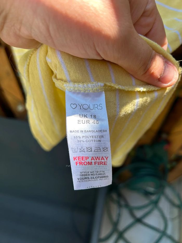 T-shirt jaune à rayures en très bon état taille 46 - coton - photo numéro 4