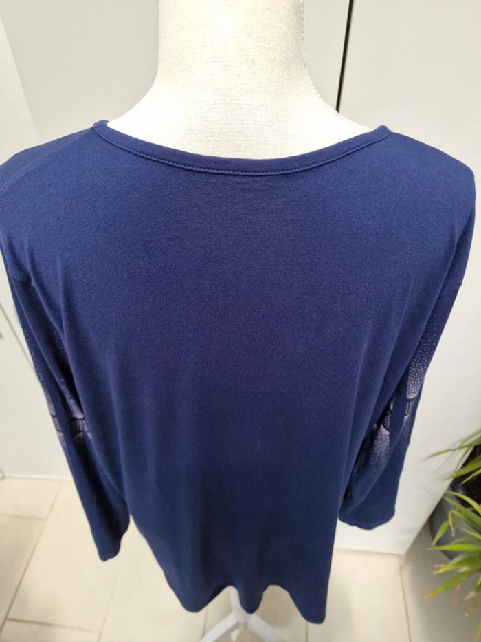 Tunique Bleu Marine Imprimé Blanc Paillettes - photo numéro 6