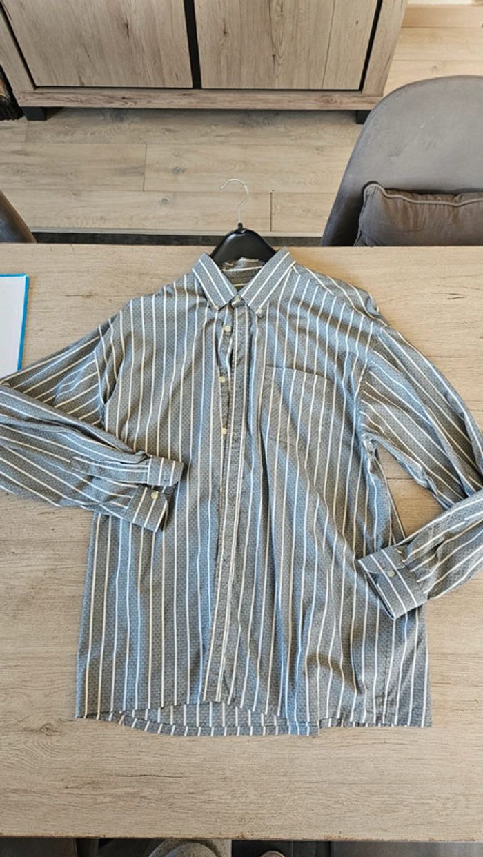 Chemise à manches longues pour homme grise à dessin blanc, Tacot Bleu, XL - photo numéro 4