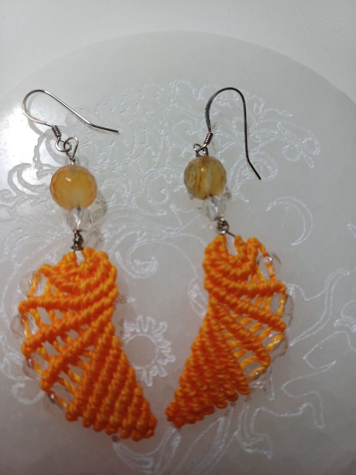Boucles d'oreilles micro-macramé - photo numéro 3