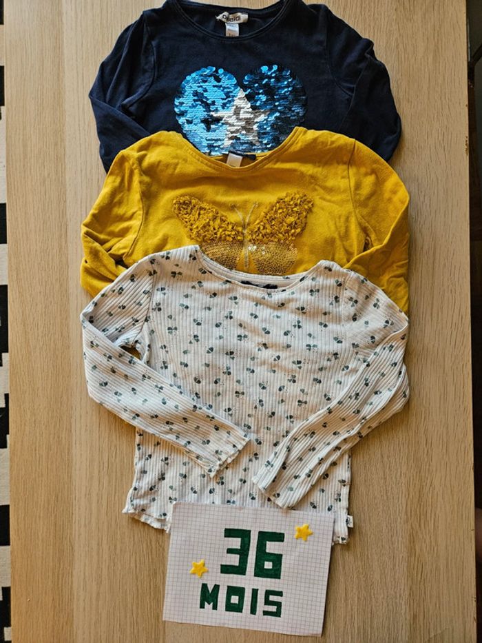 Lot 3 haut Okaidi fille 36 mois