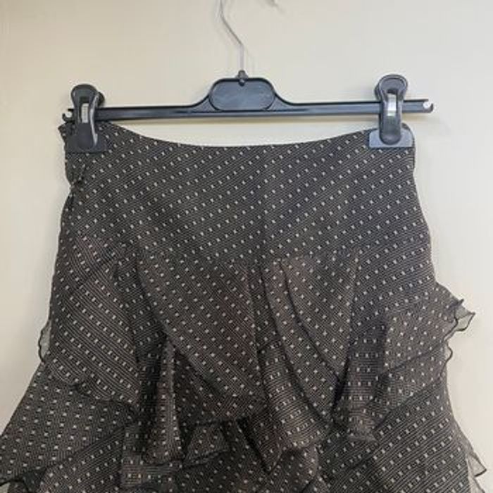 Jupe noire à volants DDP Taille L imprimé graphique doublée made in France V057 - photo numéro 3