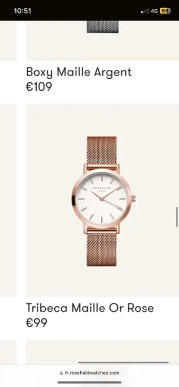 Montre rosefield + 1 bracelet gris et coffret