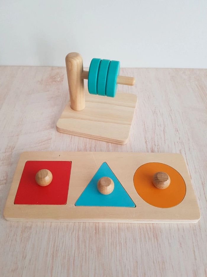 Puzzle trio Djeco et jeu disques à enfiler en bois - photo numéro 4