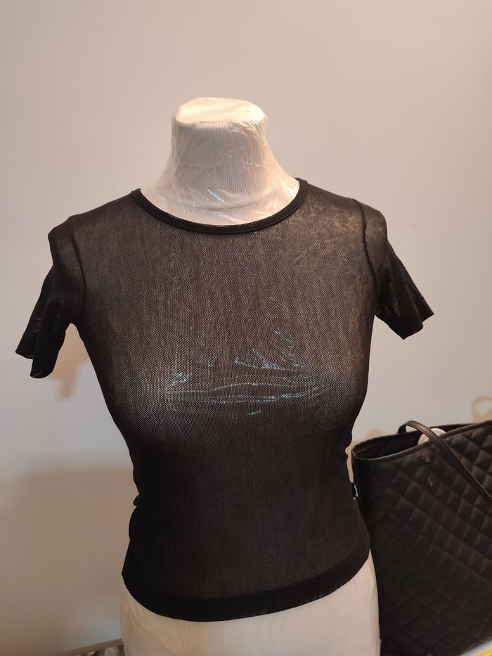 T-shirt resille noir - photo numéro 4