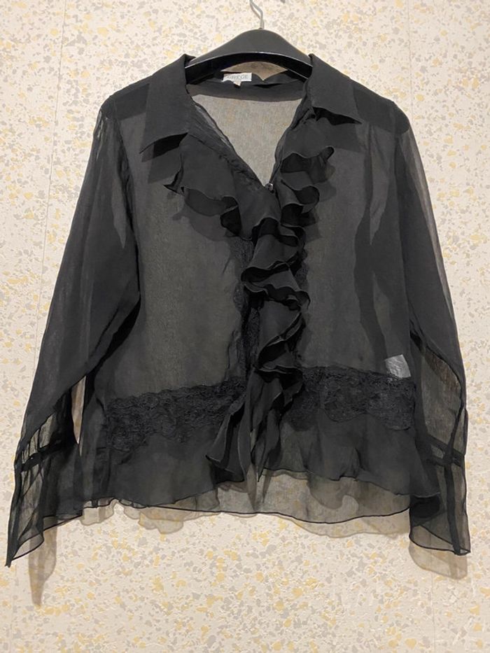 Chemise vintage grège voile volant 40