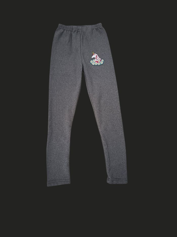 Legging gris clair chiné licorne très chaud molletonné neuf taille 11/12 ans