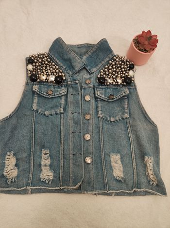 Veste en jean sans manche femme