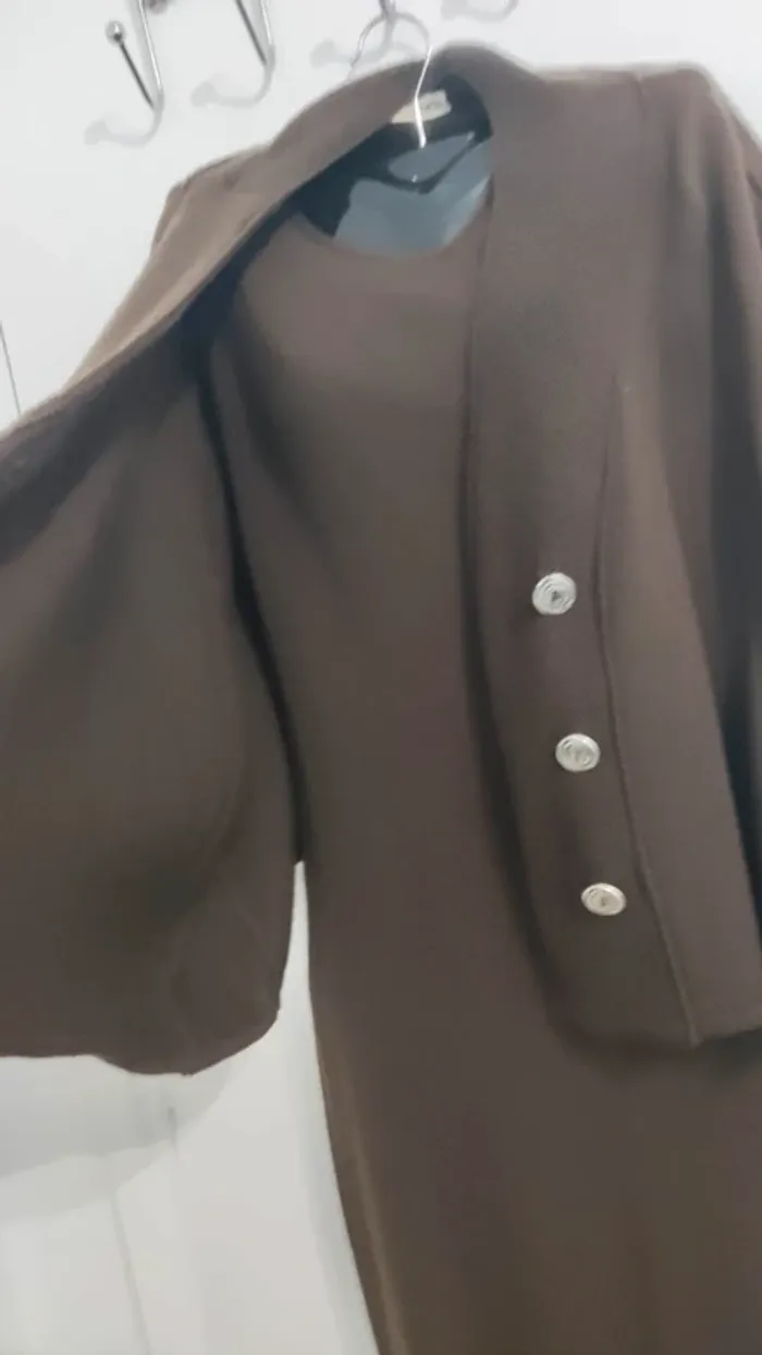 Ensemble 2 pièces robe longue et gilet assorti  marron tera bora taille 2 - photo numéro 3