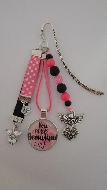 Cadeau pensées positives, bijoux de sac ou marque page " you are beautiful "