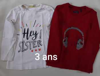 Lot de 2 tee-shirts manches longues fille - IKKS et Tape à l'Œil - 3 ans