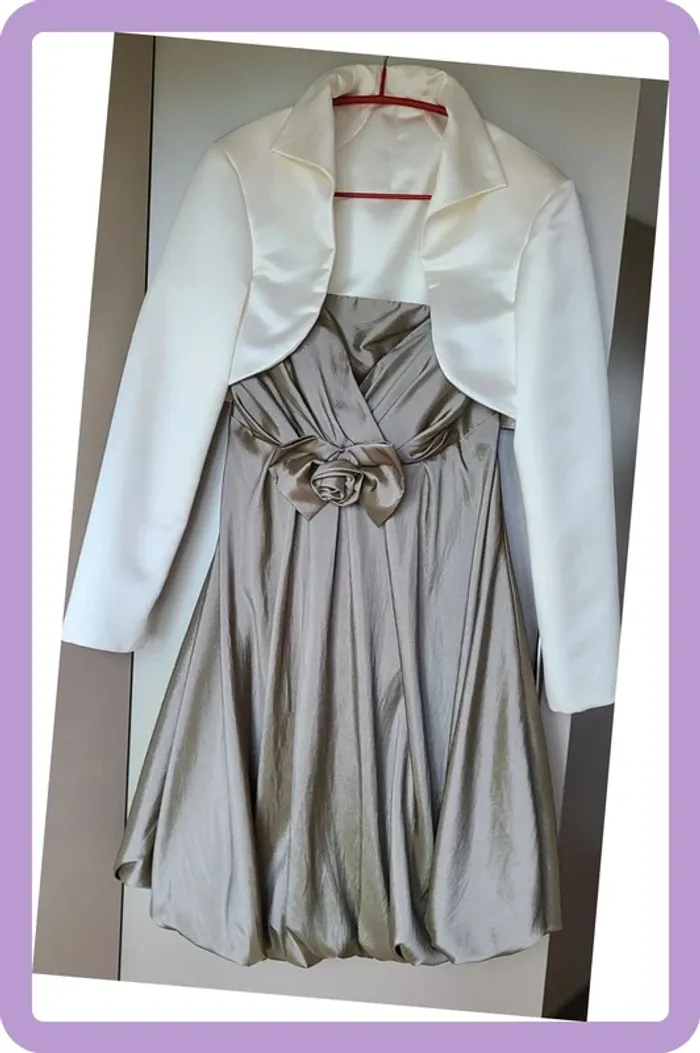 Robe de cocktail dos nu, bustier avec Boléro - photo numéro 5