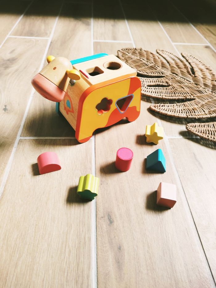 🐮 Boîte à formes à encastrer en bois - "Vache Cachatou Maggy marque Djeco