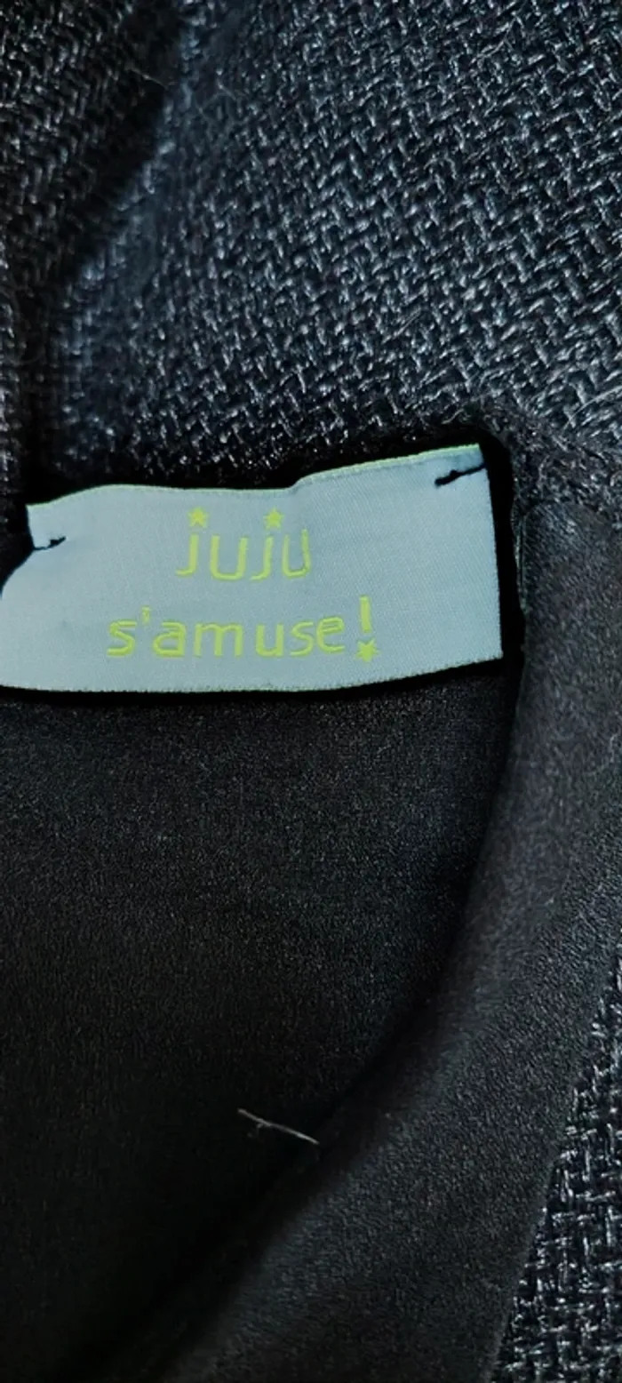 Robe noire style tweed avec col claudine et détails cloutés – Juju s’amuse – Taille L - photo numéro 3