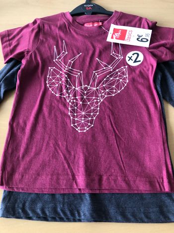 lot 2 tee shirt garcon en coton manches courtes et manches longues 110 cm 5 ans 