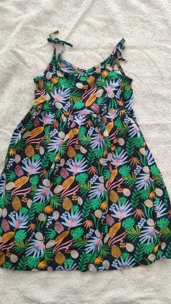 Robe bretelle fleurs jungle 8 ans Kiabi bretelles noeud