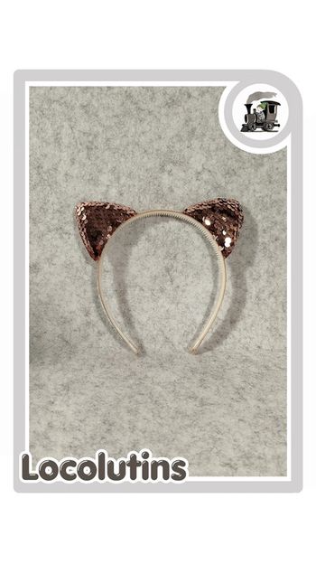 🚂 Serre-tête chat - marron à sequins