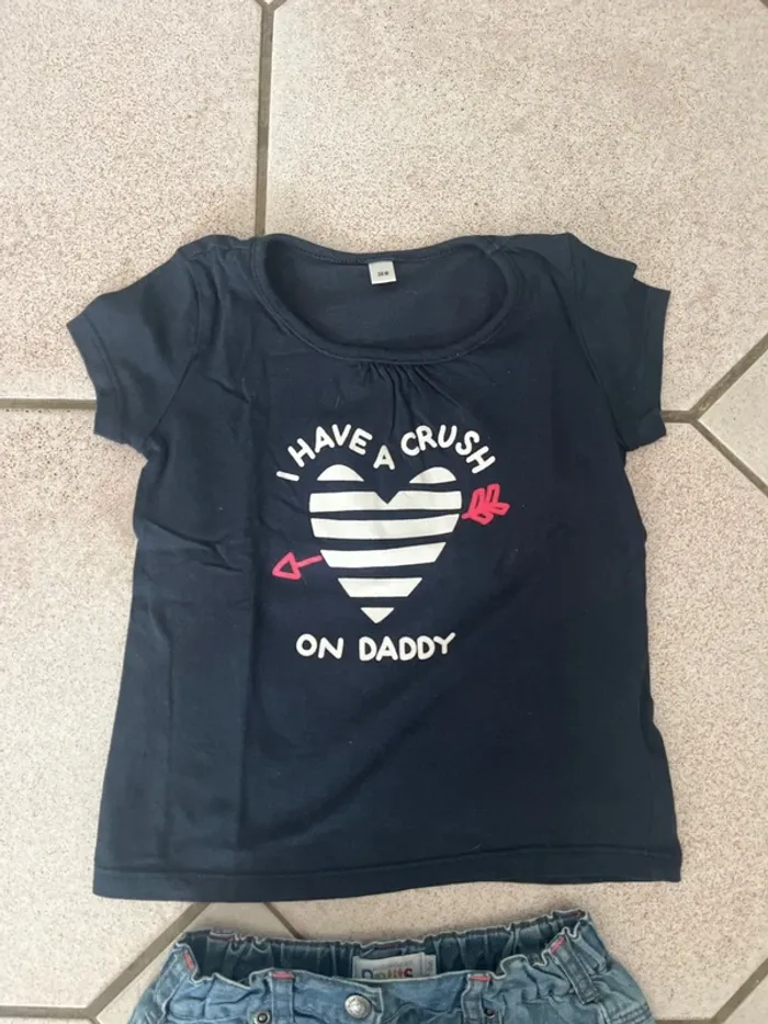Ensemble jupe en jeans et tee shirt i have a crush on daddy 3 ans - photo numéro 2