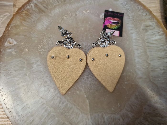 Boucles D'oreilles Boheme Cuirs Beige - photo numéro 8