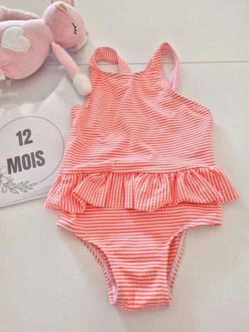 Maillot de bain 1 pièce bébé 12 mois La redoute neuf rose orangé