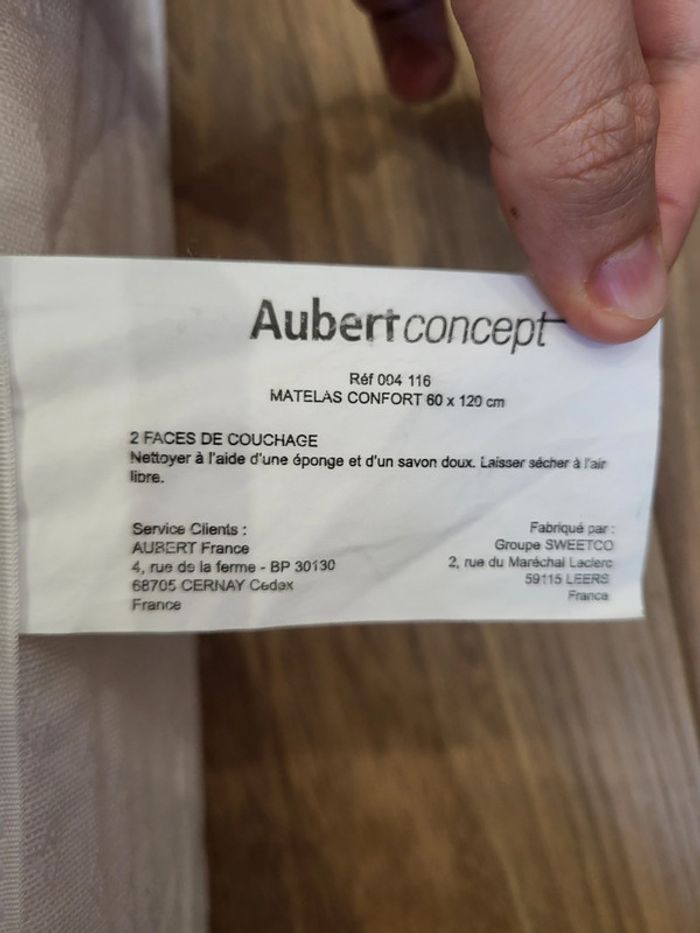 matelas 60 x120 cm aubert concept + alèses + draps housse - photo numéro 3