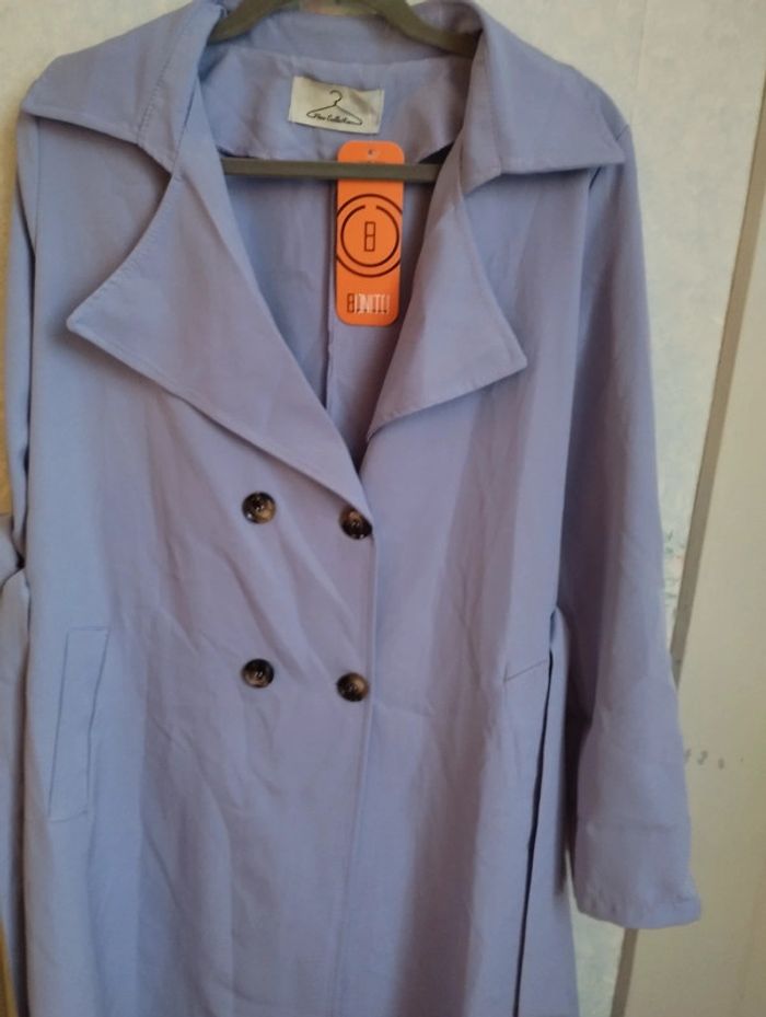 Trench long mauve taille M L - photo numéro 3