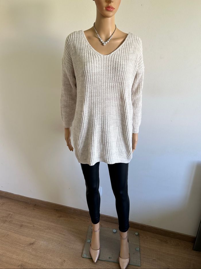 Pull beige à manches longues taille 2 TBE - photo numéro 3