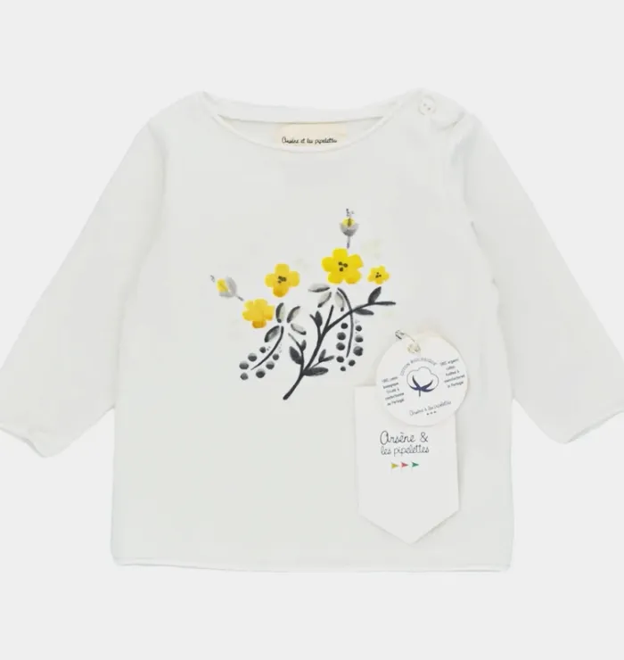 T-Shirt à manches longues 3 mois en coton bio et élasthanne Arsène et les pipelettes