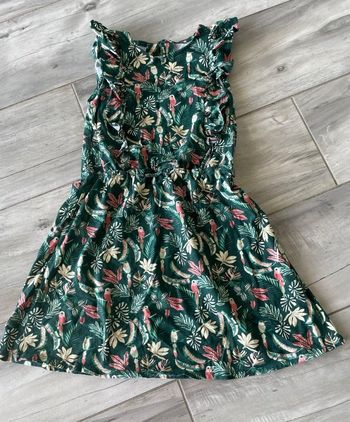 Robe T 10 ans Vert Baudet vert dessins oiseaux et fleurs