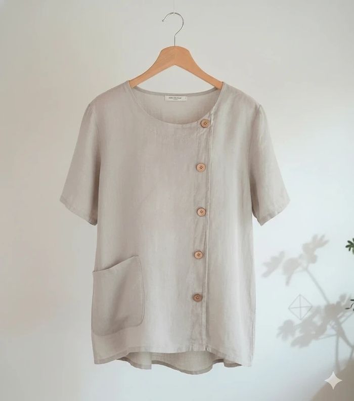 Blouse en Lin crème T-44