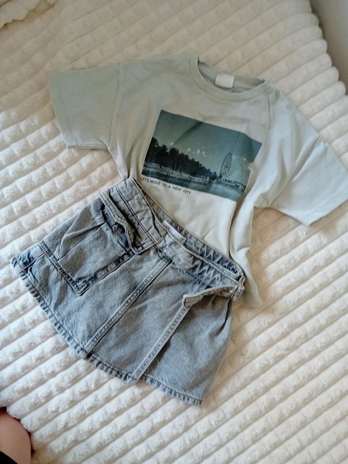 Ensemble jupe +t-shirt 6/7ans Zara 🩶🌼