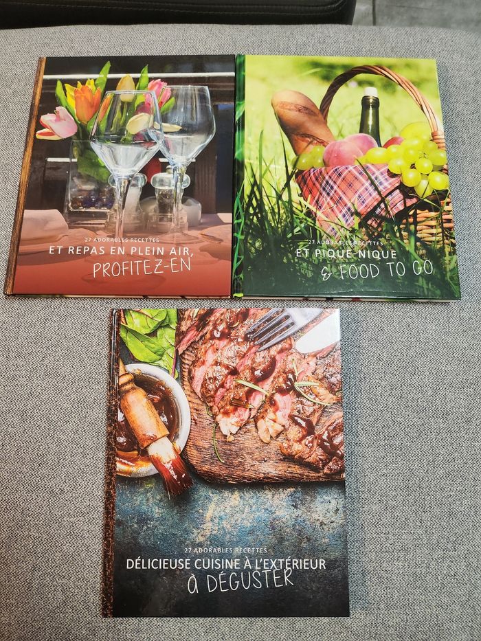 Lot 3 livres de 27 recettes pique-nique, plein air, exterieur