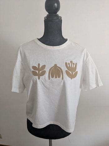 Tee shirt court blanc imprimé
