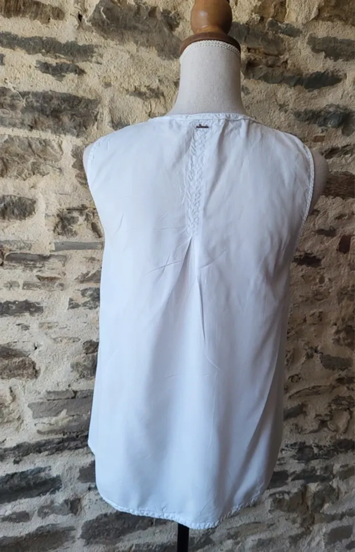 Débardeur blanc en coton lyocell Bonobo Taille 36 - photo numéro 5
