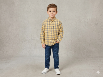 Chemise manches longues à carreaux jaune Taille  4 ans KIABI